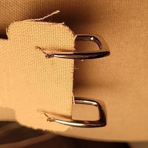 Block Hoop Earrings- Silver tone